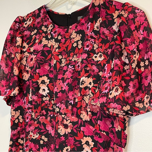 Julia Jordan Floral Flutter Sleeve Empire Waist Chiffon Dress Size 4 - Picture 4 of 6